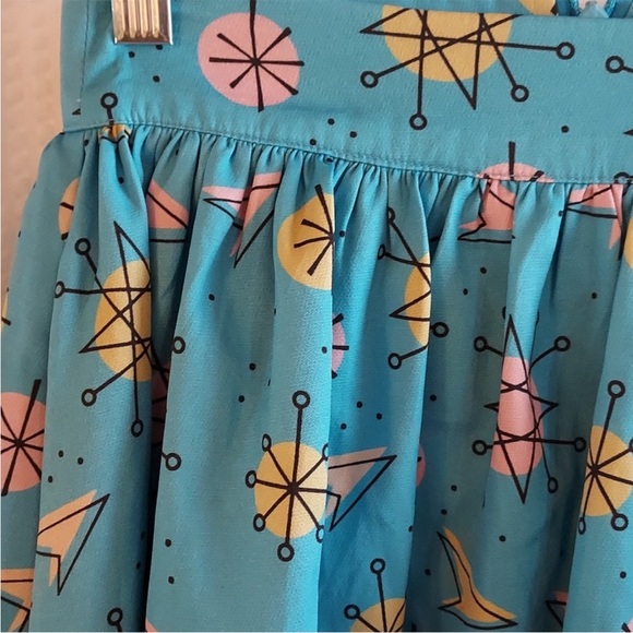 Sourpuss Sputnik Swing Skirt Turquoise Atomic 1960's Women’s Small Pinup - Picture 3 of 7